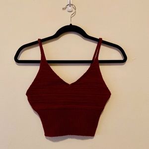Debut Red Knit Crop Top